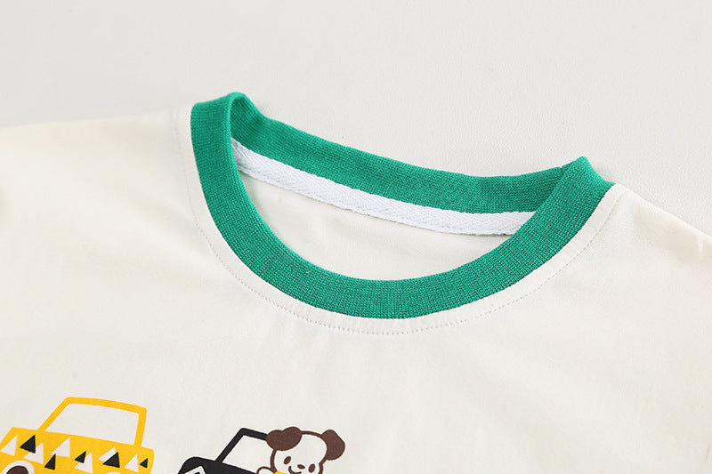 Boys Printed Pure Cotton T-shirt With Shorts