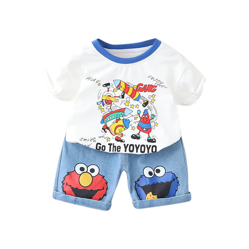 Boys Printed Pure Cotton T-shirt with Shorts