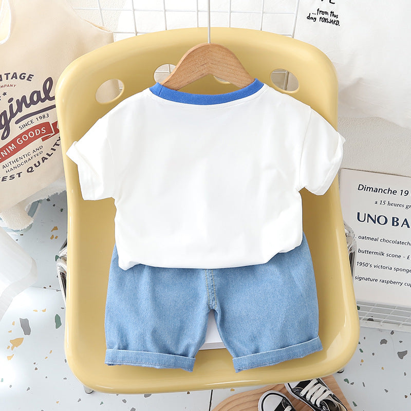 Boys Printed Pure Cotton T-shirt with Shorts