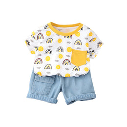 Boys Printed Pure Cotton T-shirt with Shorts