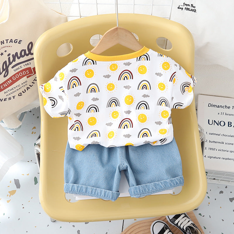 Boys Printed Pure Cotton T-shirt with Shorts