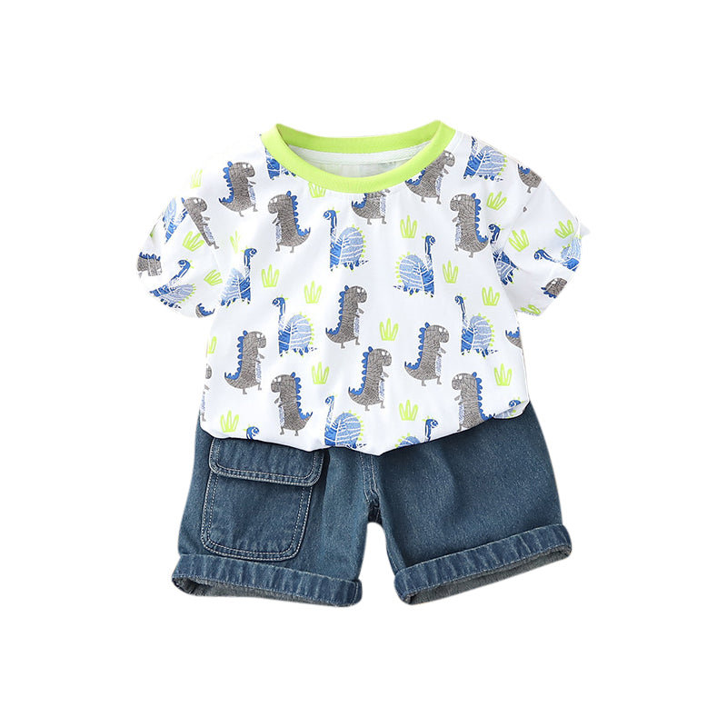 Boys Printed Pure Cotton T-shirt with Shorts