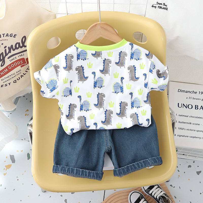 Boys Printed Pure Cotton T-shirt with Shorts