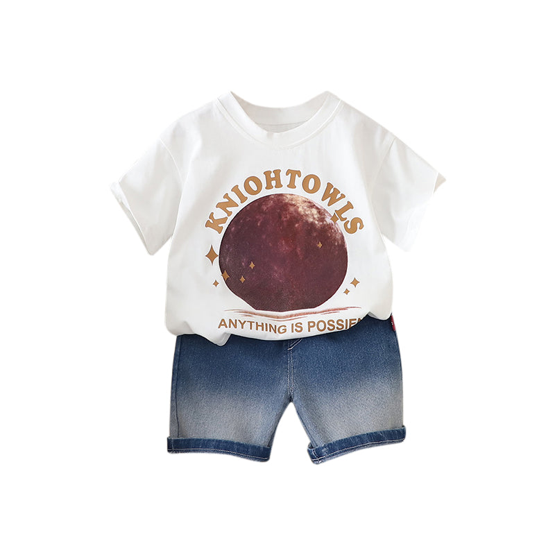 Boys Printed Pure Cotton T-shirt with Shorts