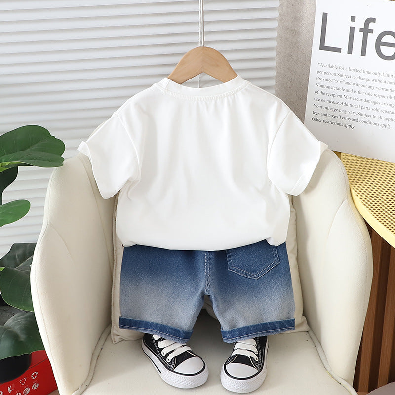 Boys Printed Pure Cotton T-shirt with Shorts