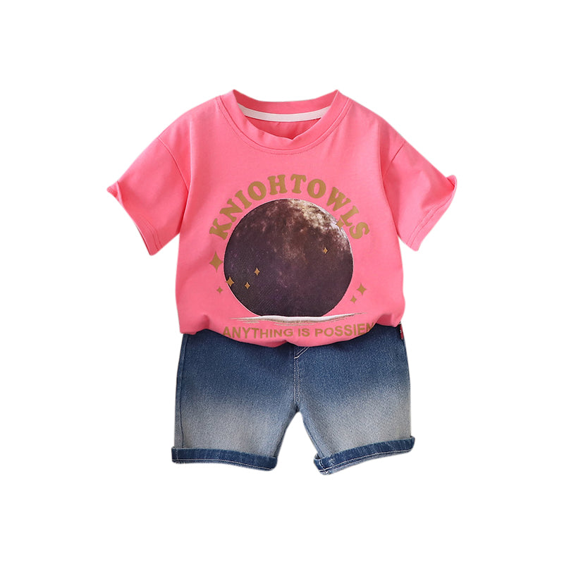 Boys Printed T-shirt with Shorts
