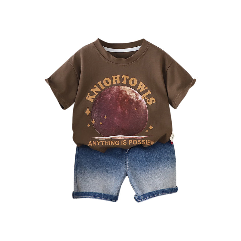 Boys Printed T-shirt with Shorts