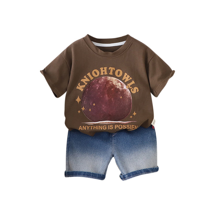 Boys Printed T-shirt with Shorts