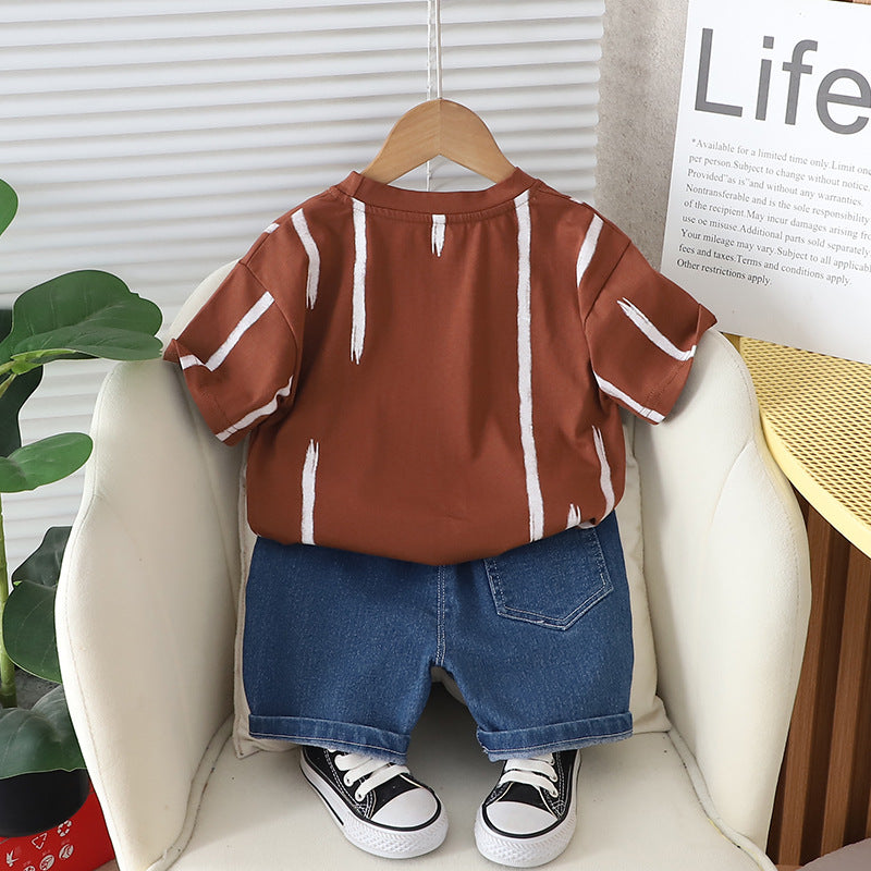 Boys Printed Pure Cotton T-shirt with Shorts