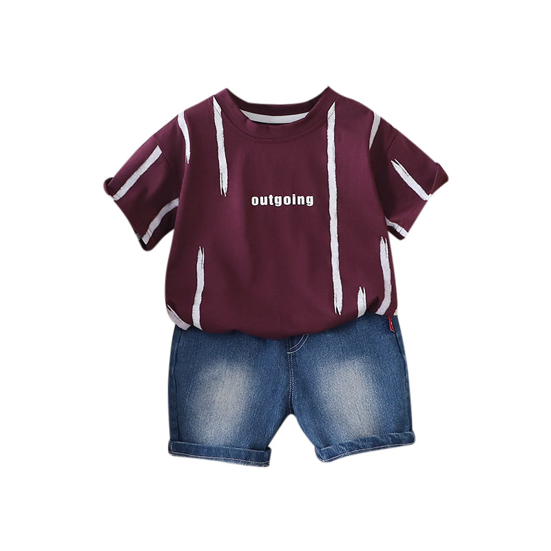 Boys Printed Pure Cotton T-shirt with Shorts