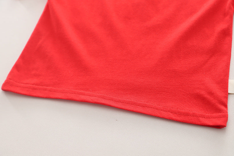 Boys Red & Black Printed T-shirt with Shorts
