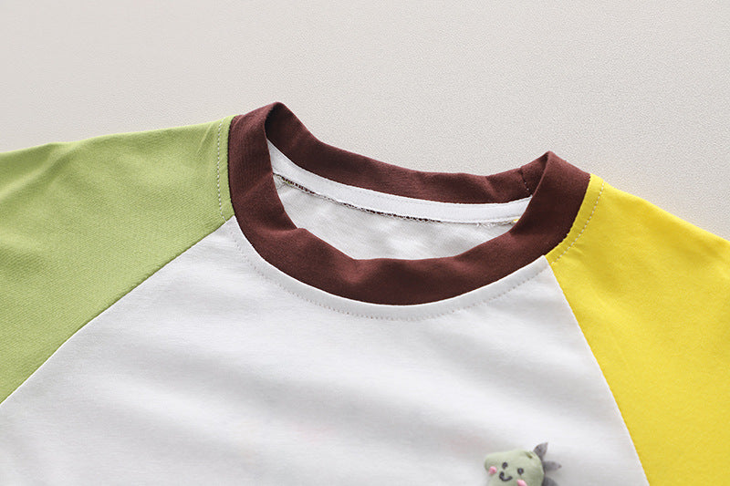 Boys Yellow & White Printed T-shirt with Shorts