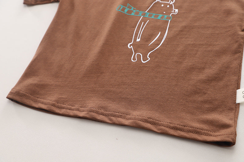 Boys Printed Round Neck T-shirt with Shorts