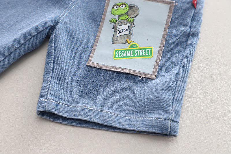 Boys Printed Round Neck T-shirt with Shorts