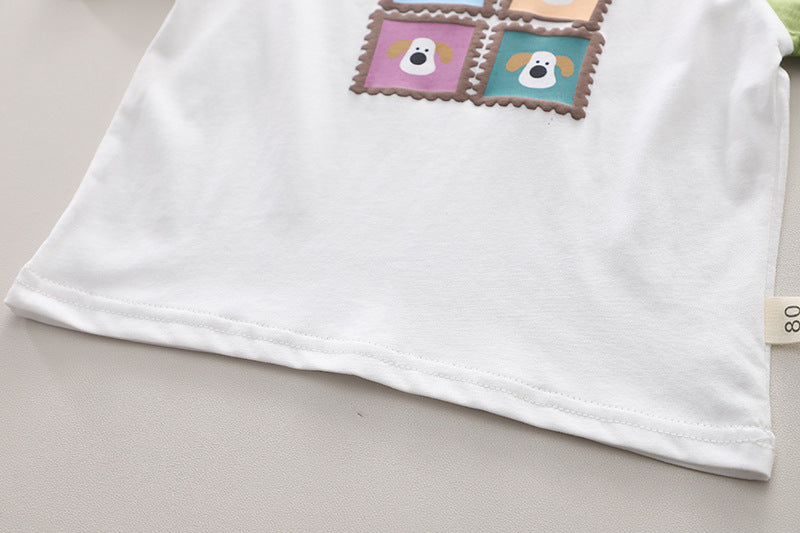 Boys Green & white Graphic Printed Raglan Sleeves T-shirt & Shorts