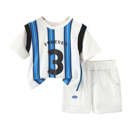 Boys Printed Pure Cotton T-shirt With Shorts