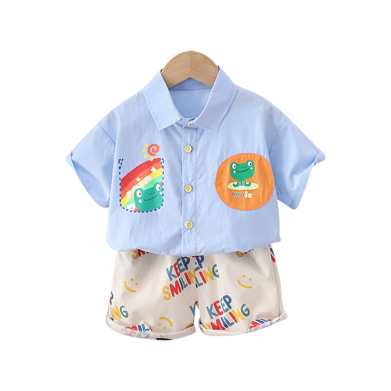 Infant Boys Printed Pure Cotton Shirt With Shorts