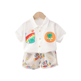 Infant Boys Printed Pure Cotton T-shirt With Shorts