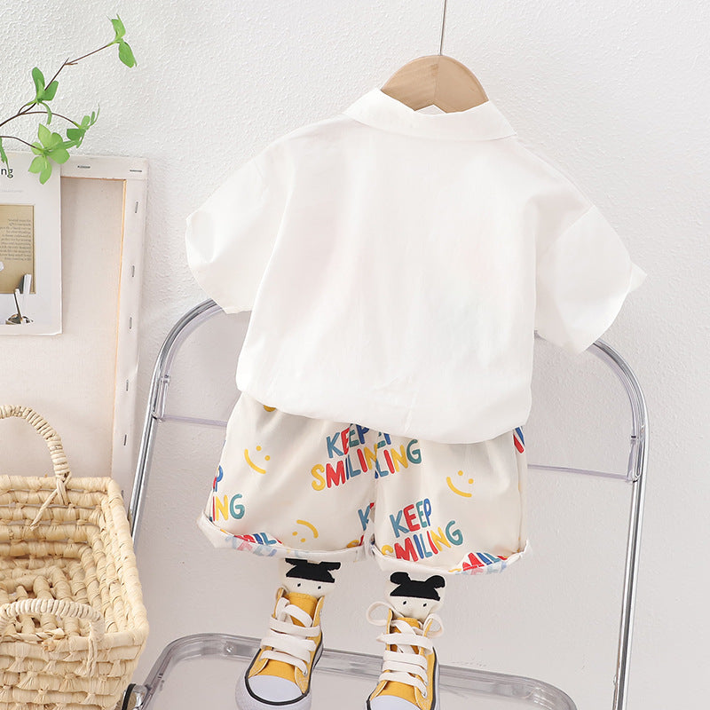 Infant Boys Printed Pure Cotton T-shirt With Shorts