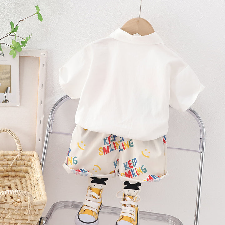 Infant Boys Printed Pure Cotton T-shirt With Shorts