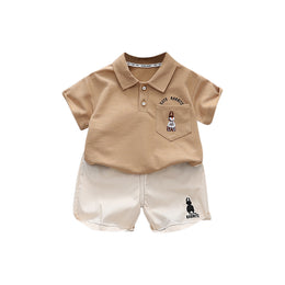 Boys Printed Polo Collar T-shirt With Short