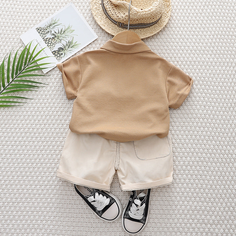 Boys Printed Polo Collar T-shirt With Short