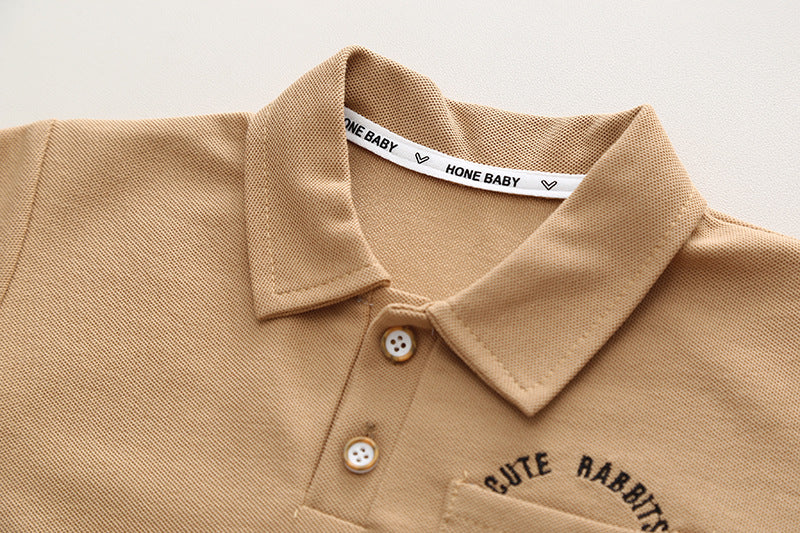 Boys Printed Polo Collar T-shirt With Short