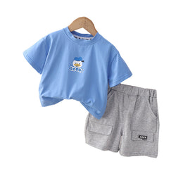 Infant Boys Printed Pure Cotton T-shirt With Shorts
