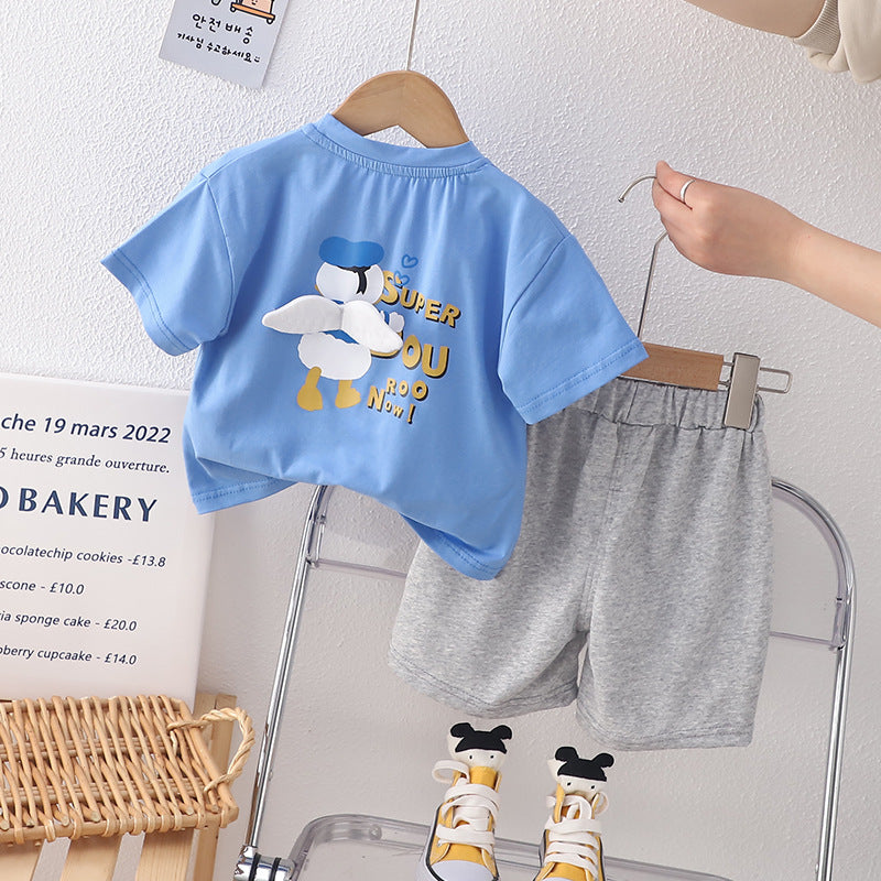 Infant Boys Printed Pure Cotton T-shirt With Shorts