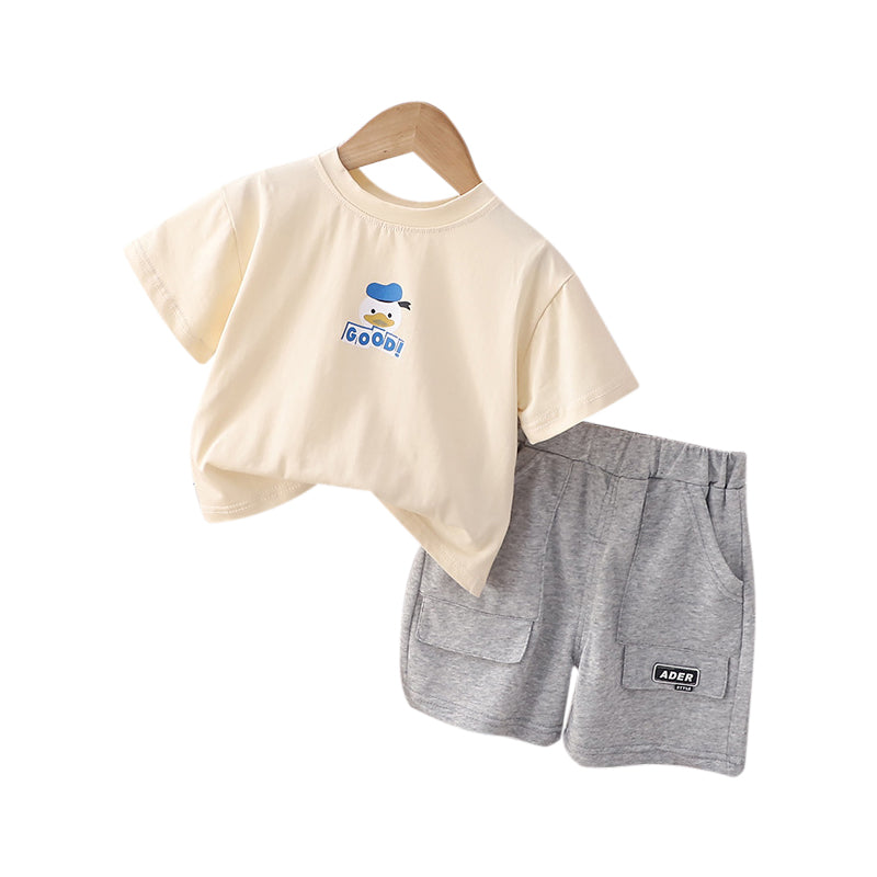 Infant Boys Printed Pure Cotton T-shirt With Shorts