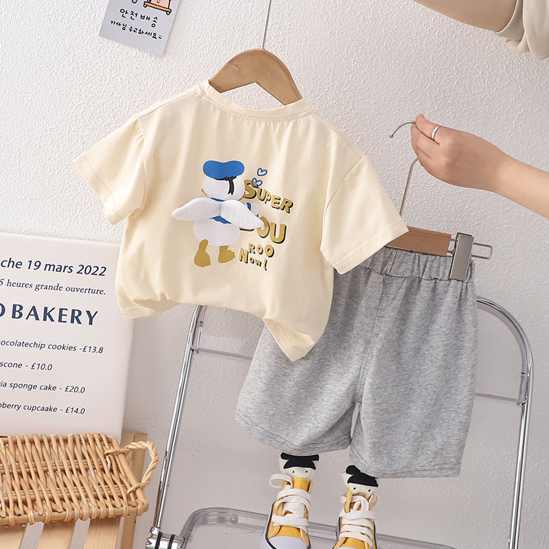 Infant Boys Printed Pure Cotton T-shirt With Shorts