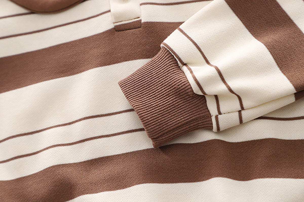 Boys Striped Peter Pan Collar Long Sleeves Sweatshirt With Jogger