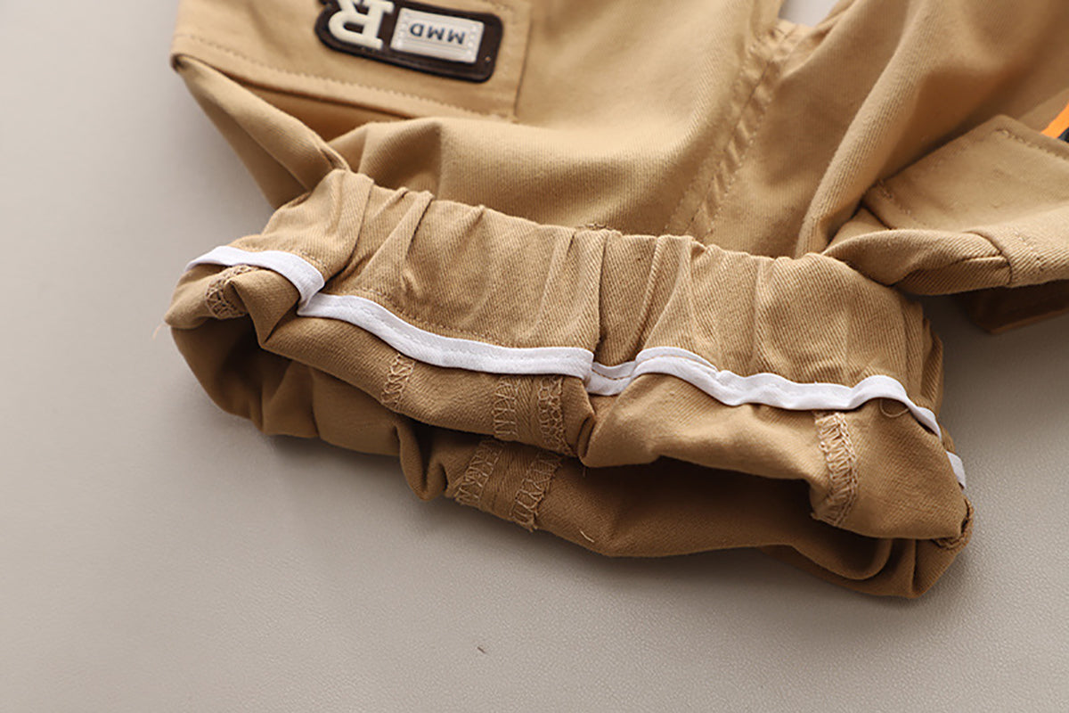 Boys Striped Shirt Collar Long Sleeves Shirt With Jogger