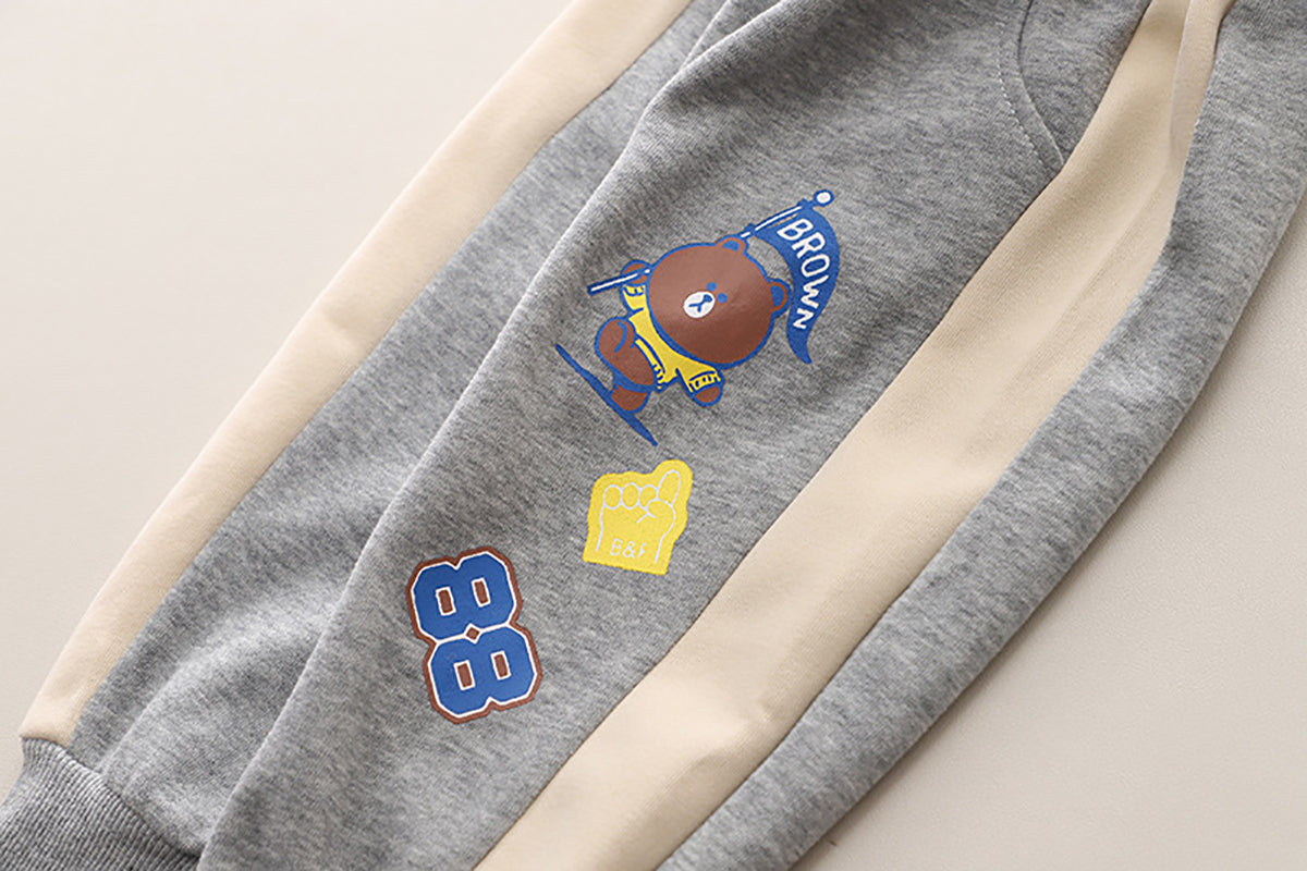 Boys Colourblocked Round Neck Long Sleeves Sweatshirt With Jogger