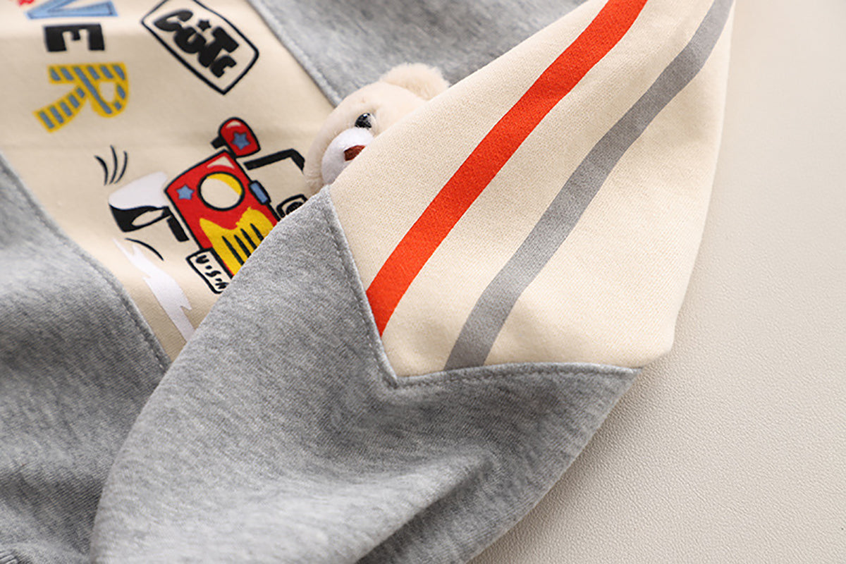 Boys Colourblocked Round Neck Long Sleeves Sweatshirt With Jogger