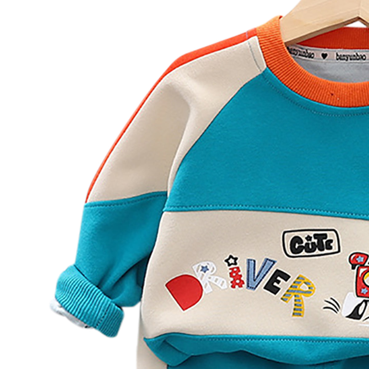 Boys Blue & Cream Coloured Colourblocked T-shirt with Pyjamas