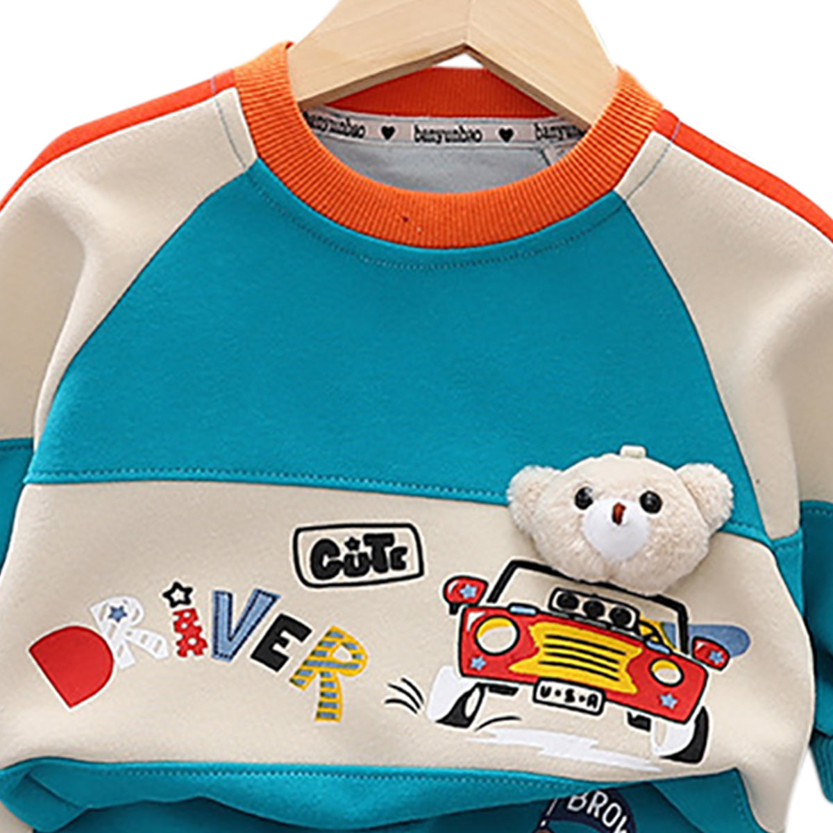 Boys Blue & Cream Coloured Colourblocked T-shirt with Pyjamas