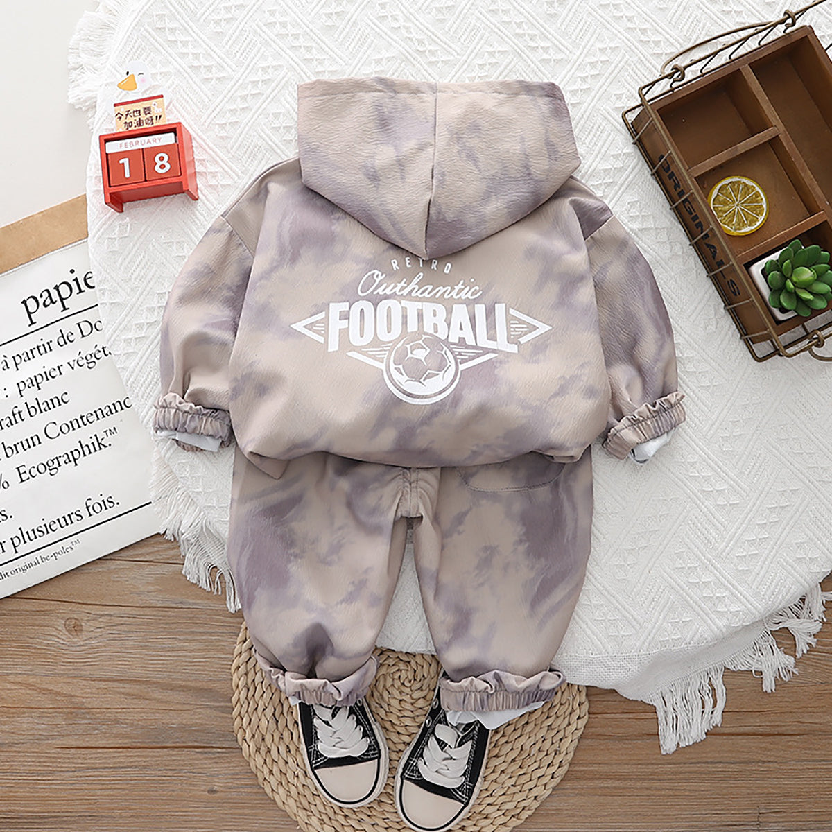 Boys Dyed Hooded Long Sleeves Sweatshirt With Jogger