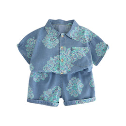 Boys Ethnic Motifs Printed T-shirt With Shorts