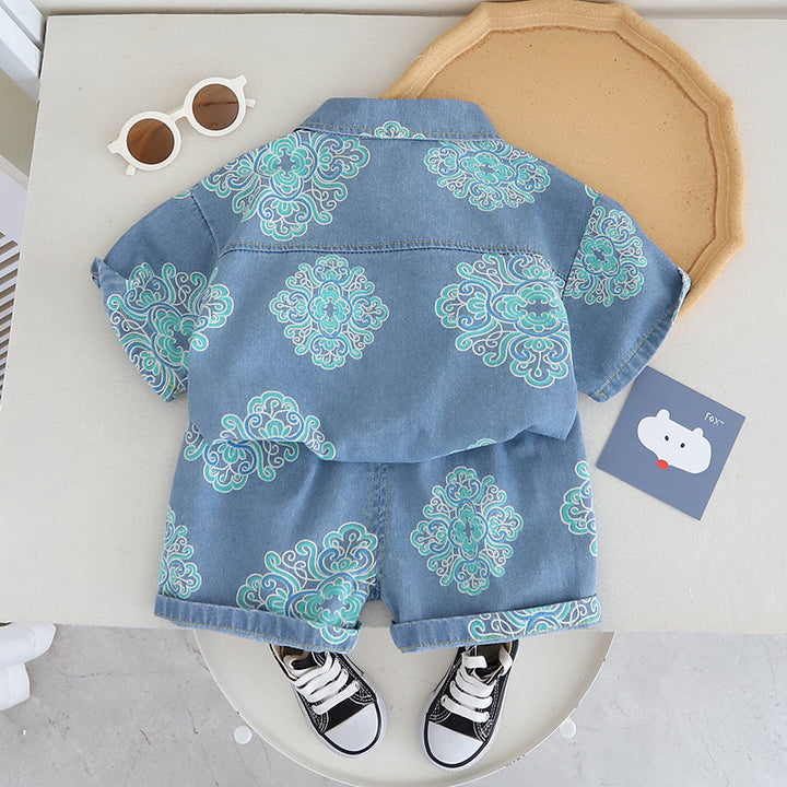 Boys Ethnic Motifs Printed T-shirt With Shorts