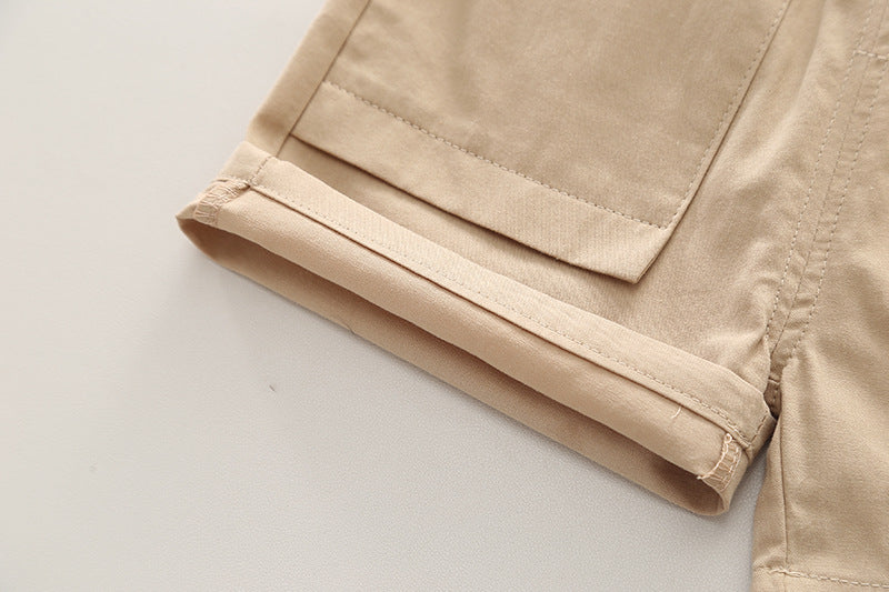 Boys Khaki & White Printed T-shirt with Shorts