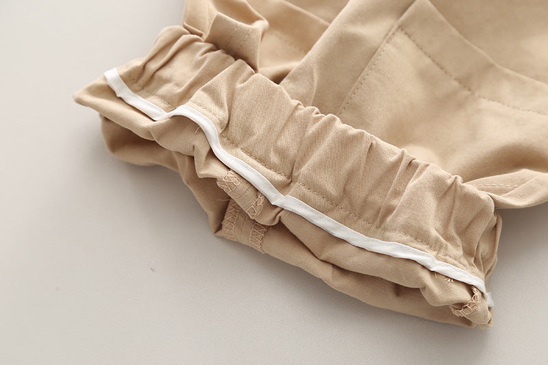 Boys Khaki & White Printed T-shirt with Shorts