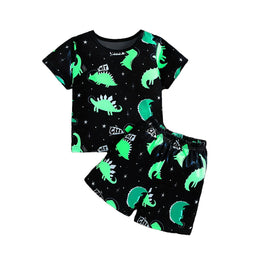 Boys Graphic Printed Round Neck T-shirt with Shorts