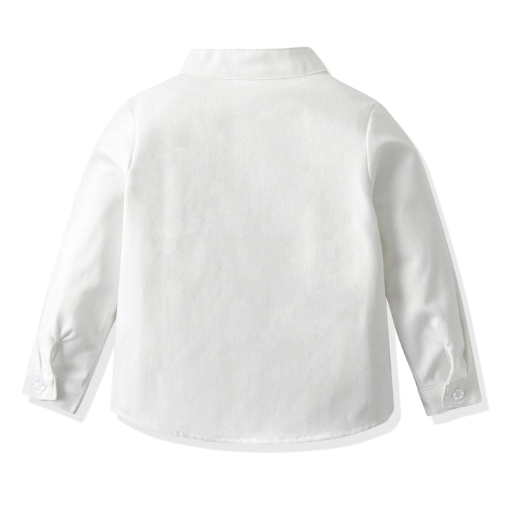 Unisex Kids Solid Band Collar Casual Shirt