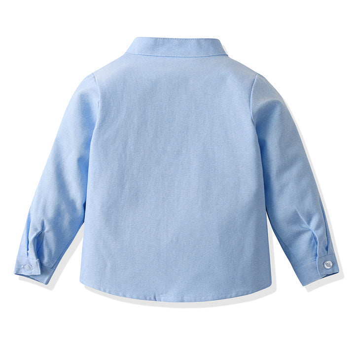 Unisex Kids Solid Band Collar Casual Shirt