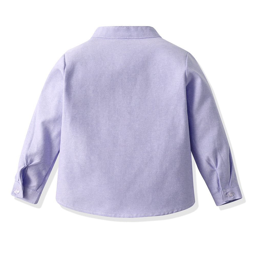 Unisex Kids Solid Band Collar Casual Shirt