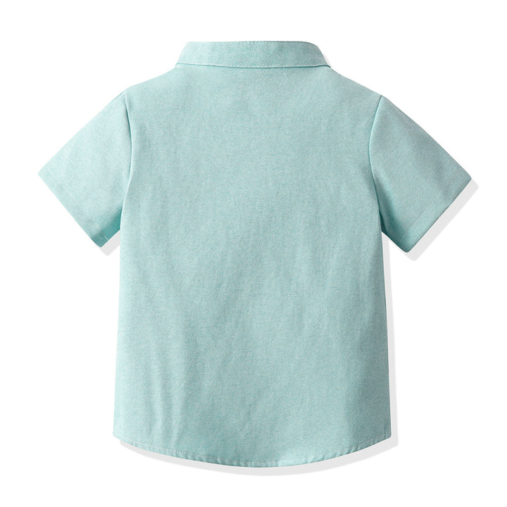 Unisex Kids Solid Band Collar Casual Shirt