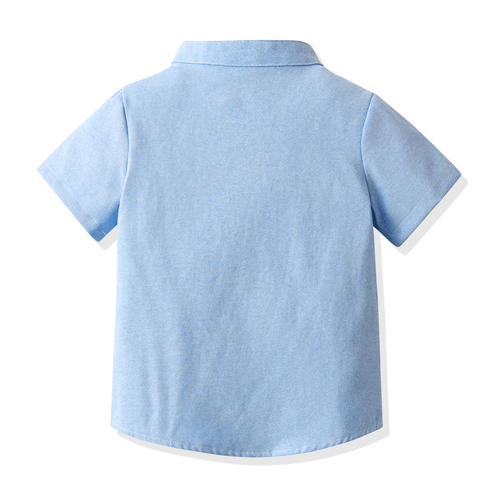 Unisex Kids Solid Band Collar Casual Shirt