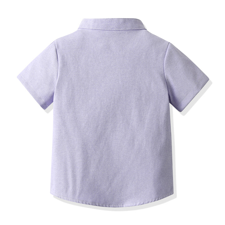 Unisex Kids Solid Band Collar Casual Shirt