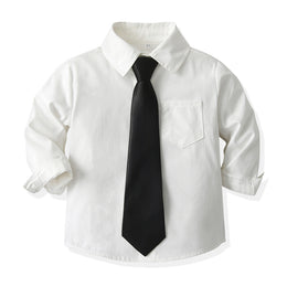 Unisex Kids Solid Spread Collar Casual Shirt